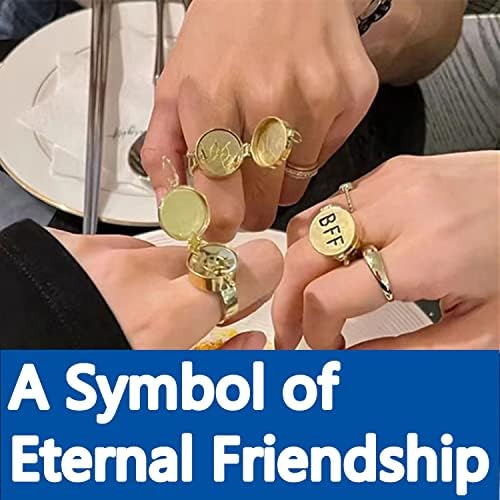 HOMEBEARJ Spongebob Rings BFF Best Friends Forever Bff Rings 14k Gold Opening Adjustable Spongebob Rings For Teen Girls/Boys 1 Pairs Cute Best Friendship Rings Jewelry Gifts