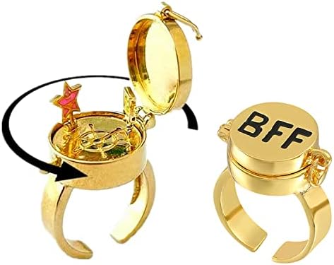 HOMEBEARJ Spongebob Rings BFF Best Friends Forever Bff Rings 14k Gold Opening Adjustable Spongebob Rings for Teen Girls/Boys 1 Pairs Cute Best Friendship Rings Jewelry Gifts