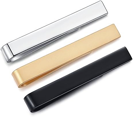 HONEY BEAR 1.57" 3pcs Mens Boys Skinny Tie clip Set Tie Bar for Narrow Tie Gift 4cm