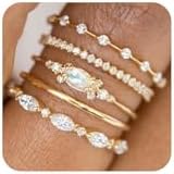 Honsny Stackable Gold Rings for Women Set Dainty 18K Gold Plated Cubic Zirconia Thumb Rings Thin Eternity Engagement Rings