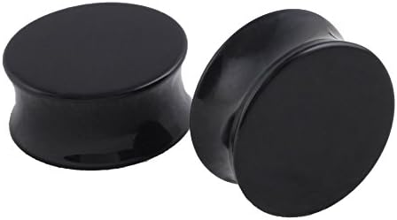 HQLA 1 Pair Natural Obsidian Stone Double Flared Flesh Tunnels Ear Plugs Gauges Stretcher Expander