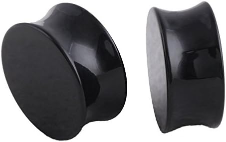 HQLA 1 Pair Natural Obsidian Stone Double Flared Flesh Tunnels Ear Plugs Gauges Stretcher Expander