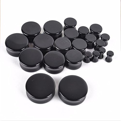HQLA 1 Pair Natural Obsidian Stone Double Flared Flesh Tunnels Ear Plugs Gauges Stretcher Expander
