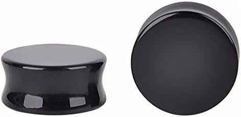 HQLA 1 Pair Natural Obsidian Stone Double Flared Flesh Tunnels Ear Plugs Gauges Stretcher Expander