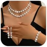 HUASAI Silver Wedding Jewelry Sets for Brides Rhinestone Necklace Earrings Bracelet Set Bridal Costume Jewelry for Women Formal Wedding Guest Dress Accessories Prom Party Outfits