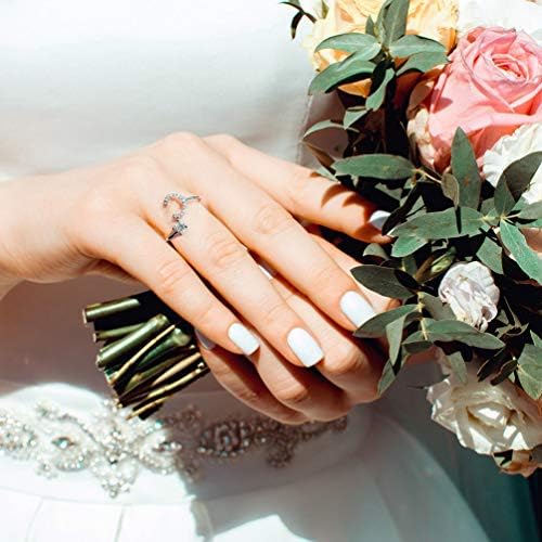 HUJUON Silver Initial Letter Ring For Women. Adjustable Crystal Alphabet Ring Name Initials Stackable Knuckle Rings A-Z CZ Open Ring