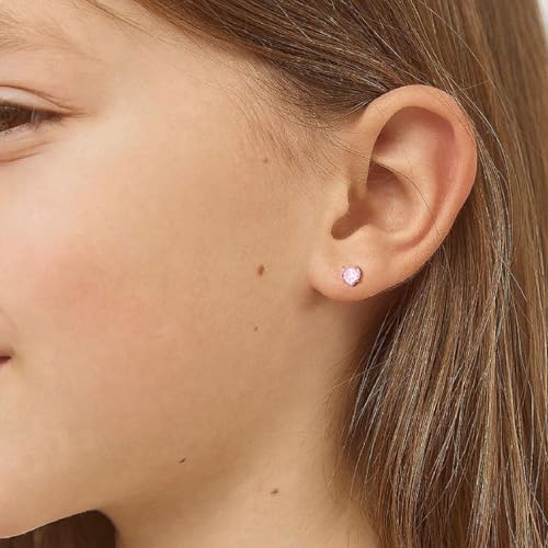 Hypoallergenic Earrings For Girls Toddler Surgical Steel Screw Flat Back Earrings For Sensitive Ears Women14K Gold Silver Earring Cute Heart Flower Pearl Star Stud Earring Sets