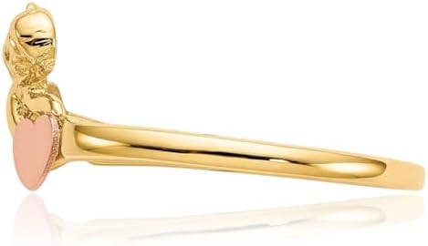 IceCarats 14K Solid Two Tone Gold Guardian Angel Heart Ring Love Band