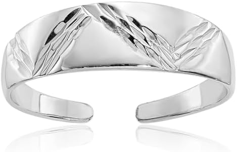 IceCarats 14K Solid White Gold Adjustable Toe Ring Open Midi Band Summer Beach Jewelry