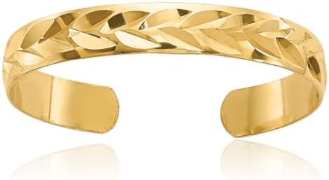 IceCarats 14K Solid Yellow Gold Adjustable Toe Ring Open Midi Band Summer Beach Jewelry