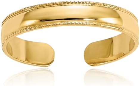 IceCarats 14K Solid Yellow Gold Milgrain Adjustable Toe Ring Open Midi Band Summer Beach Jewelry