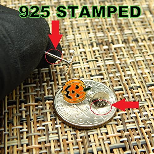 ICYROSE 925 Sterling Silver NEW Set Of 3 Pairs Halloween Ghost Black Cat And Jack Pumpkin Stud Earrings (Nickel Free)