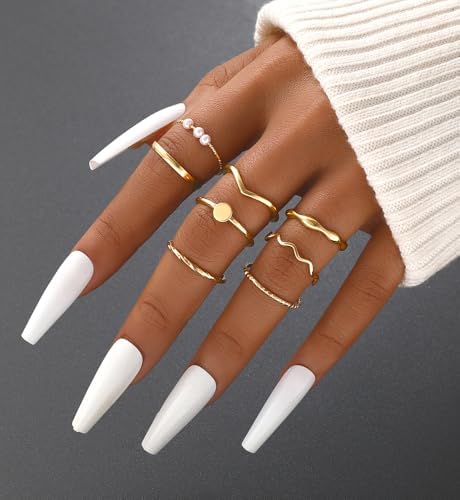 IF YOU 25 Pcs Gold Knuckle Ring Set For Women Chunky Stackable Finger Midi Rings Silver Simple Stacking Cute Rings Pack Trendy Stuff Jewelry Gift