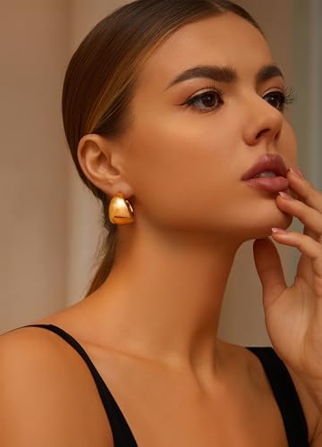 IFKM 24 Pairs Gold Hoop Earrings Set For Women Hypoallergenic Chunky Chain Twisted Open Hoops Dangle Earring Packs For Birthday Party Christmas Fashion Jewelry Gift