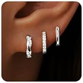 Inerney Gold Huggie Hoop Earrings Set for Women Dainty Small Sterling Silver Earring Stacks Hypoallergenic Jewelry for Multiple Piercings Trendy Twisted Cute Cartilage Hoops Birthstone Gift 3 Pairs