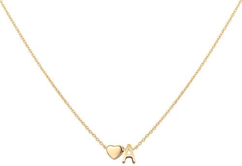 Initial Heart Necklace 18K Gold Plated Stainless Steel Tiny Heart Letter Necklace Personalized Monogram Name Necklace for Women