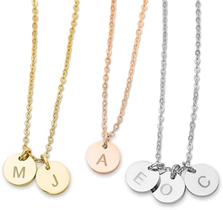 Initial Necklace for Mothers Women 1-5 Pendants Personalized Necklace with Kids Initials Push Presents for New Mom Custom Multiple Letter Family Jewelry Grandma Grandchildren Mother's Day Gift