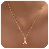 Initial Necklaces for Women Dainty Gold Letter Pendant Necklace 14k Gold Plated A-Z Name Necklaces Cute Charm Choker Necklace Fashion Accessories Non Tarnish Trendy Jewelry Gift