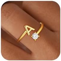 Initial Rings for Girls Women - Dainty 14K Gold Plated Dainty A - Z Initial Letter Rings No Tarnish Teen Girls Gifts Trendy Stuff Birthday Gifts for 5 6 7 8 9 10 Year Old Girl