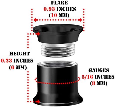 Internally Threaded Surgical Steel Black Double Flared Tunnel Piercing Jewelry Stretcher Ear Plug Earring Lobe Tunnel