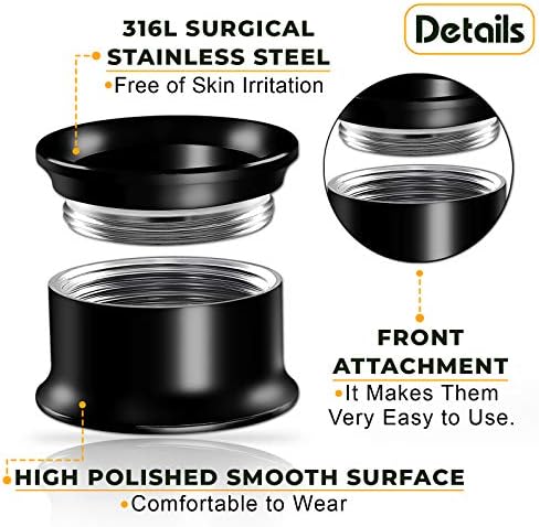 Internally Threaded Surgical Steel Black Double Flared Tunnel Piercing Jewelry Stretcher Ear Plug Earring Lobe Tunnel