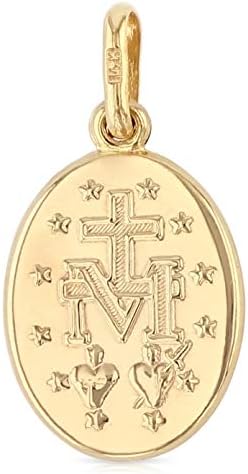 Ioka - 14K Yellow Gold Religious Virgin Mary Miraculous Medal