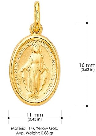 Ioka - 14K Yellow Gold Religious Virgin Mary Miraculous Medal