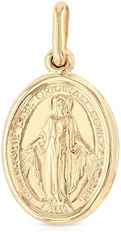 Ioka - 14K Yellow Gold Religious Virgin Mary Miraculous Medal