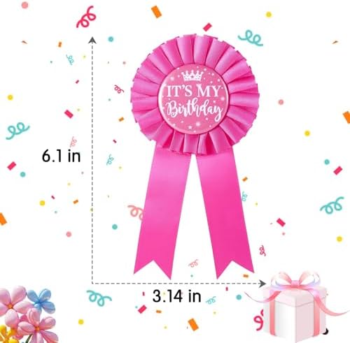 It's My Birthday Brooch Pink Satin Fabric Happy Birthday Tinplate Badge Pin For Girls Award Badge Party Decoration