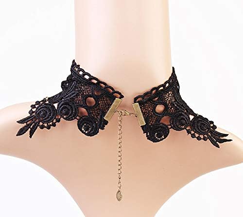 IWenSheng Halloween Costumes Jewelry For Women - Steampunk Black Lace Choker Necklace Gothic Jewelry Accessories Vampire Choker Necklace Costume For Teen Girls