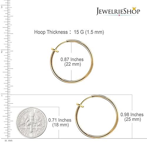 JewelrieShop Clip On Hoop Earrings For Women Fake Nose Ring Faux Lip Septum Ring Fake Cartilage Earrings Spring Endless Hoop Earrings Non Piercing Lobes Men (5 Pairs 13mm-25mm Mixed Colors/Sized)