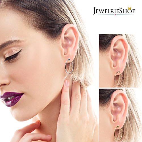 JewelrieShop Clip On Hoop Earrings For Women Fake Nose Ring Faux Lip Septum Ring Fake Cartilage Earrings Spring Endless Hoop Earrings Non Piercing Lobes Men (5 Pairs 13mm-25mm Mixed Colors/Sized)