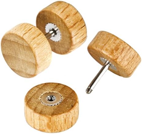 JewelrieShop Fake Plugs Wood Stud Earrings Fake Gauge Natural Wood Cheater Plugs Faux Gauges Earrings For Men Women (8-10mm 17 Gauges)