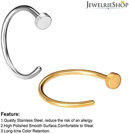 JewelrieShop Nose Rings Hoop 20G Stainless Steel Nose Piercing Jewelry Fake Lip Hoop Rings For Women Men