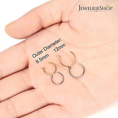 JewelrieShop Nose Rings Hoop 20G Stainless Steel Nose Piercing Jewelry Fake Lip Hoop Rings For Women Men