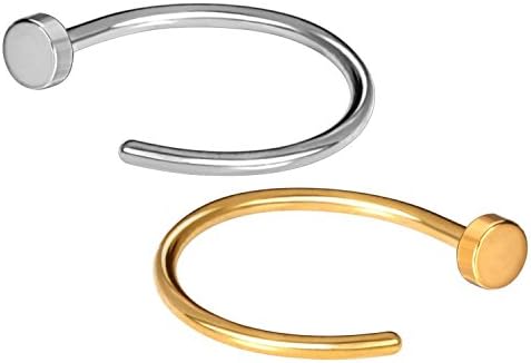 JewelrieShop Nose Rings Hoop 20G Stainless Steel Nose Piercing Jewelry Fake Lip Hoop Rings for Women Men