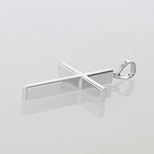 Jewelry America 14K White Gold Plain Slender Cross Pendant With High Polish