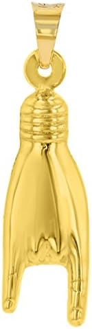Jewelry America 14K Yellow Gold Hand Charm Mano Cornuto Good Luck Sign Pendant