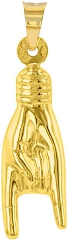 Jewelry America 14K Yellow Gold Hand Charm Mano Cornuto Good Luck Sign Pendant