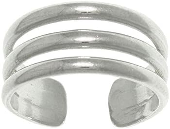Jewelry Trends 3-band Wide Sterling Silver Toe Ring Adjustable-Size Midi-Ring Pinky-Ring