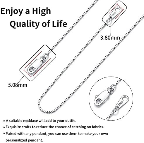 Jewlpire 18K Gold Plated 925 Sterling Silver Chain Necklace For Women Girls 0.8mm Box Chain Lobster Claw Clasp-Super Thin & Strong Necklace Chain 16/18/20/22/24 Inch