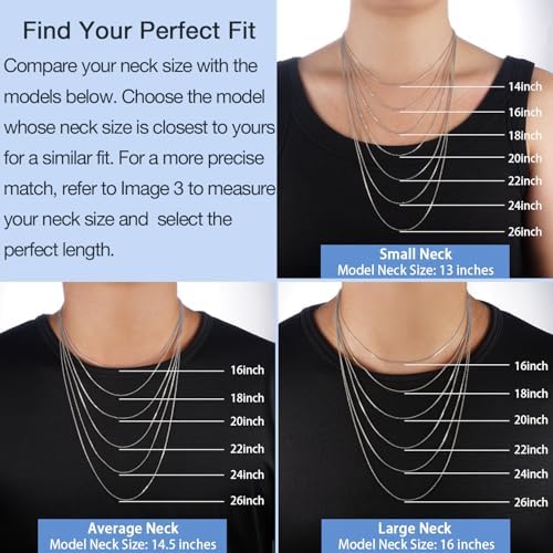 Jewlpire 925 Sterling Silver Chain Necklace Chain For Women 1.1mm Cable Chains Necklace Upgraded Spring-Ring Clasp - Thin & Sturdy Women's Chains Necklaces 14 16 18 20 22 24 Inch