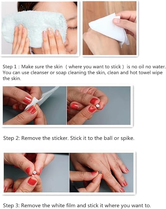 JFORYOU Fake Eyebrow Ring Fake Lip Labret Studs Replacement Balls Spike With 100pcs Sticker Non-Piercing Body Jewelry Fake Skin Piercing