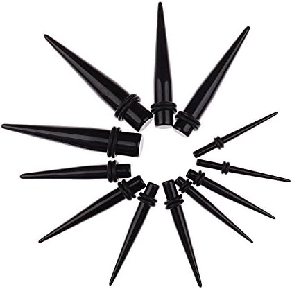 JieyueJewelry 50 Pieces Ear Stretching Kit 14G-00G Acrylic Tapers And Plugs + Silicone Tunnels - Ear Gauges Expander Set Body Piercing Jewelry