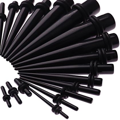 JieyueJewelry 50 Pieces Ear Stretching Kit 14G-00G Acrylic Tapers And Plugs + Silicone Tunnels - Ear Gauges Expander Set Body Piercing Jewelry