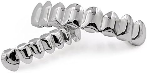 JINAO Grillz Teeth Men - Grills For Your Teeth 8 Top & Bottom Set 18K Gold-Plated Brass Dental Grills With Molding Bars Unisex Hip-Hop Rapper Costume Accessory