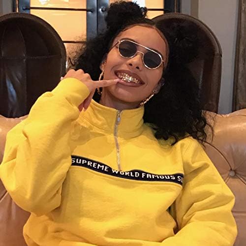 JINAO Grillz Teeth Men - Grills For Your Teeth 8 Top & Bottom Set 18K Gold-Plated Brass Dental Grills With Molding Bars Unisex Hip-Hop Rapper Costume Accessory