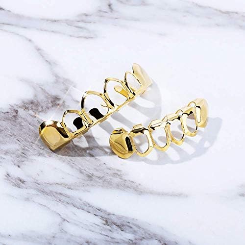 JINAO New Custom Fit 18K Gold Plated Vampire Four Open Face Gold Grillz Set