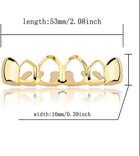 JINAO New Custom Fit 18K Gold Plated Vampire Four Open Face Gold Grillz Set
