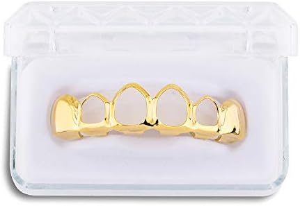JINAO New Custom Fit 18K Gold Plated Vampire Four Open Face Gold Grillz Set